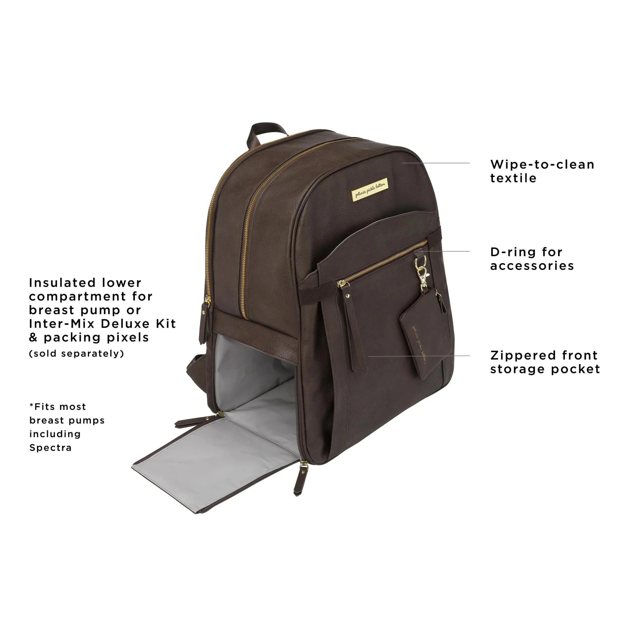 2-in-1 Provisions Breast Pump & Diaper Bag Backpack in Saddle - Image 3