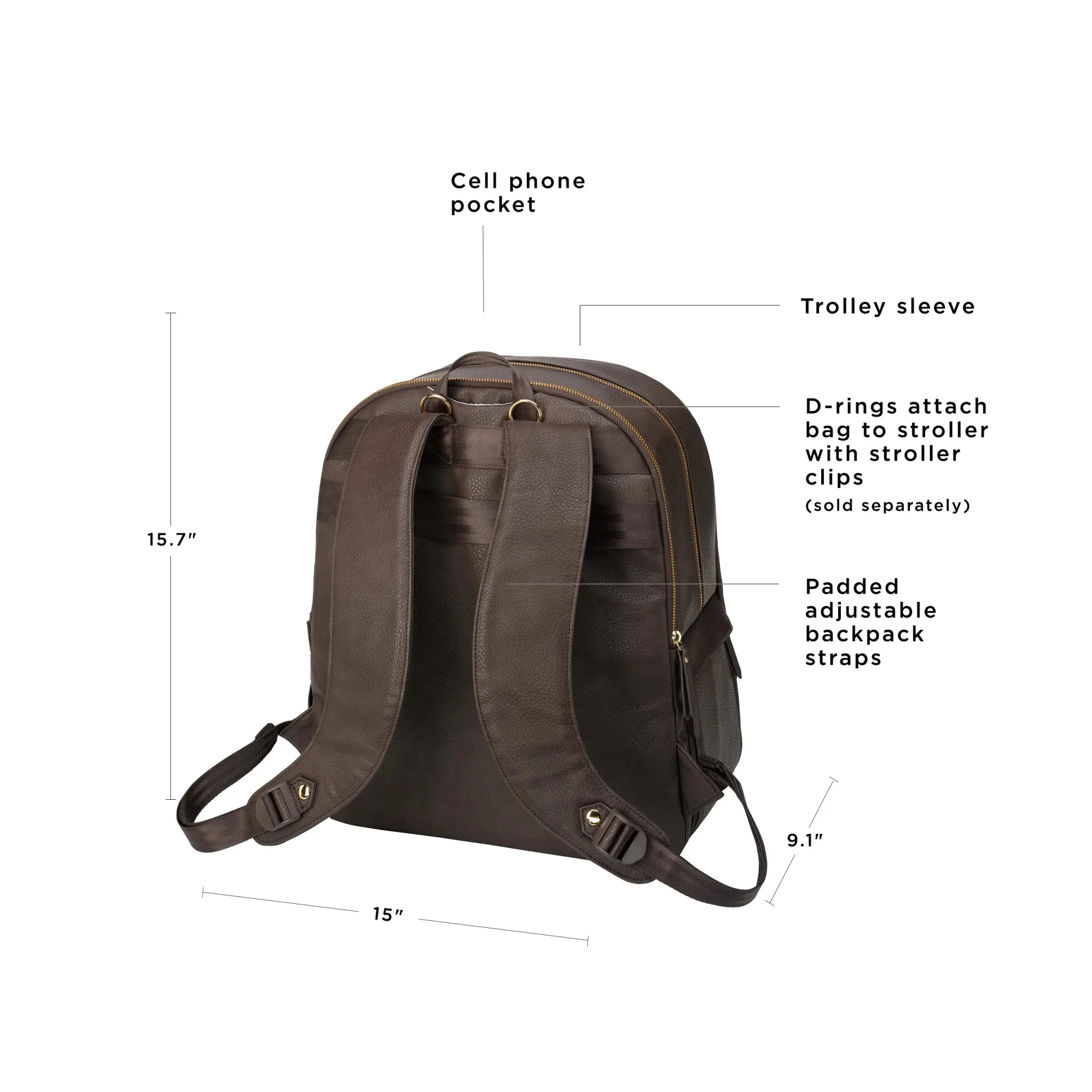 2-in-1 Provisions Breast Pump & Diaper Bag Backpack in Saddle - Image 5