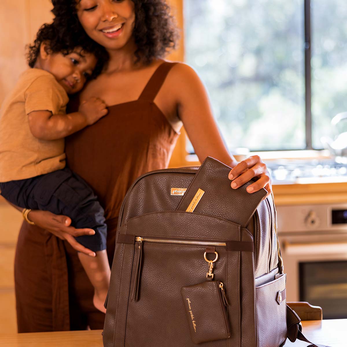 2-in-1 Provisions Breast Pump & Diaper Bag Backpack in Saddle - Image 8