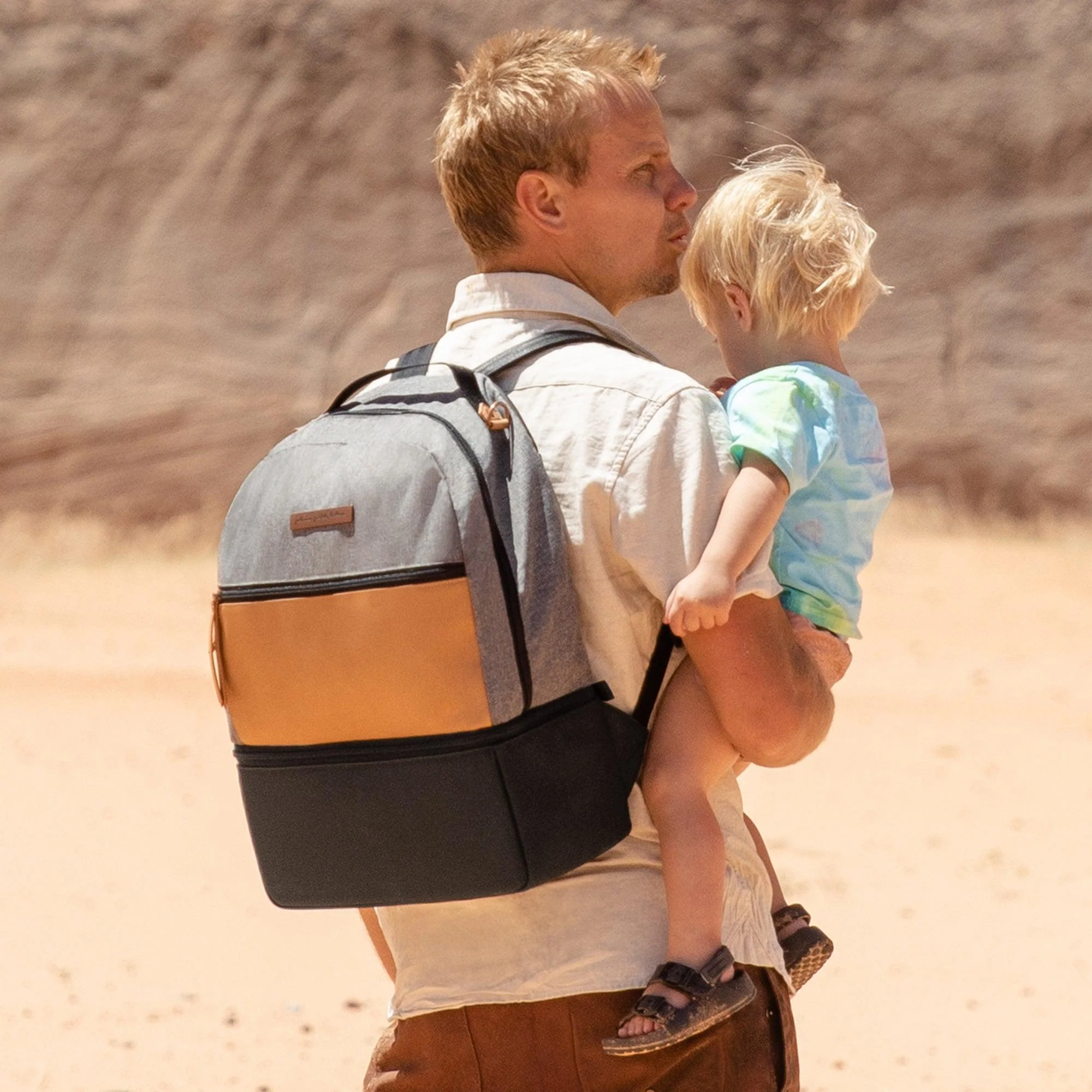 Axis Backpack in Graphite/Camel - Image 3