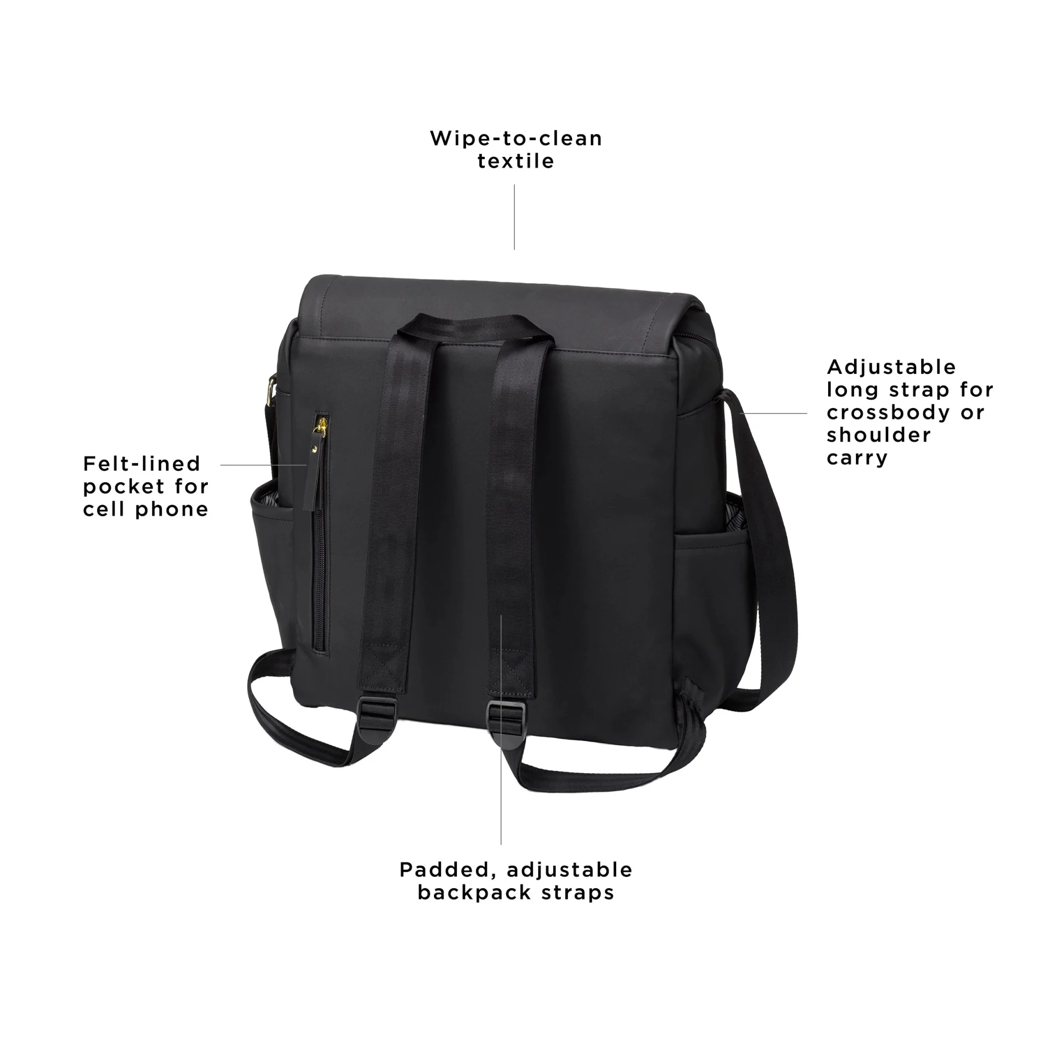 Boxy Backpack in Black Matte Leatherette - Image 4