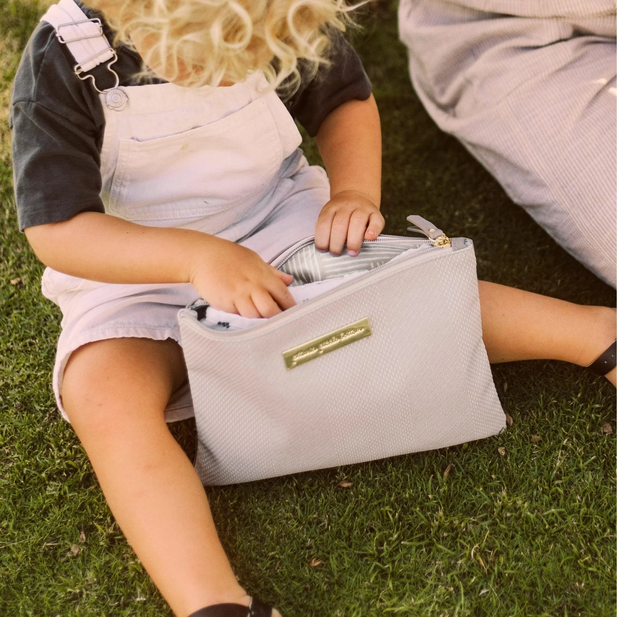 Boxy Backpack in Grey Matte Leatherette, Tandem Tote, Organizer Trio & Stroller Clips Bundle - Image 7