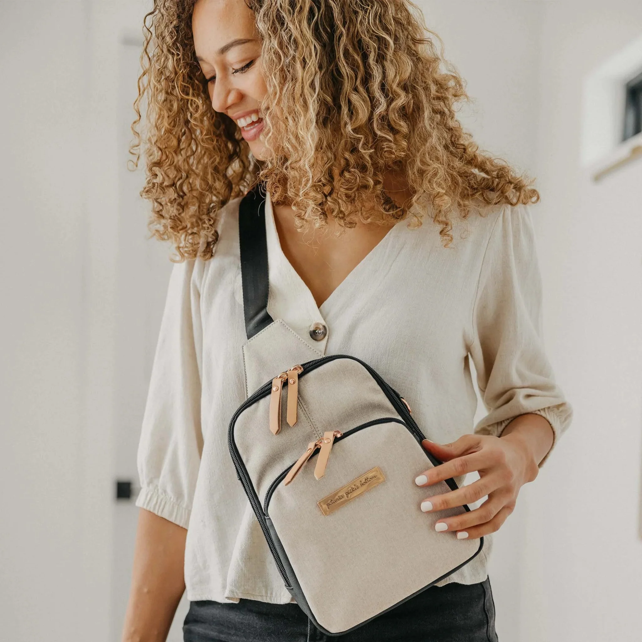 Boxy Backpack in Sand/Black & Criss-Cross Sling Bundle - Image 4