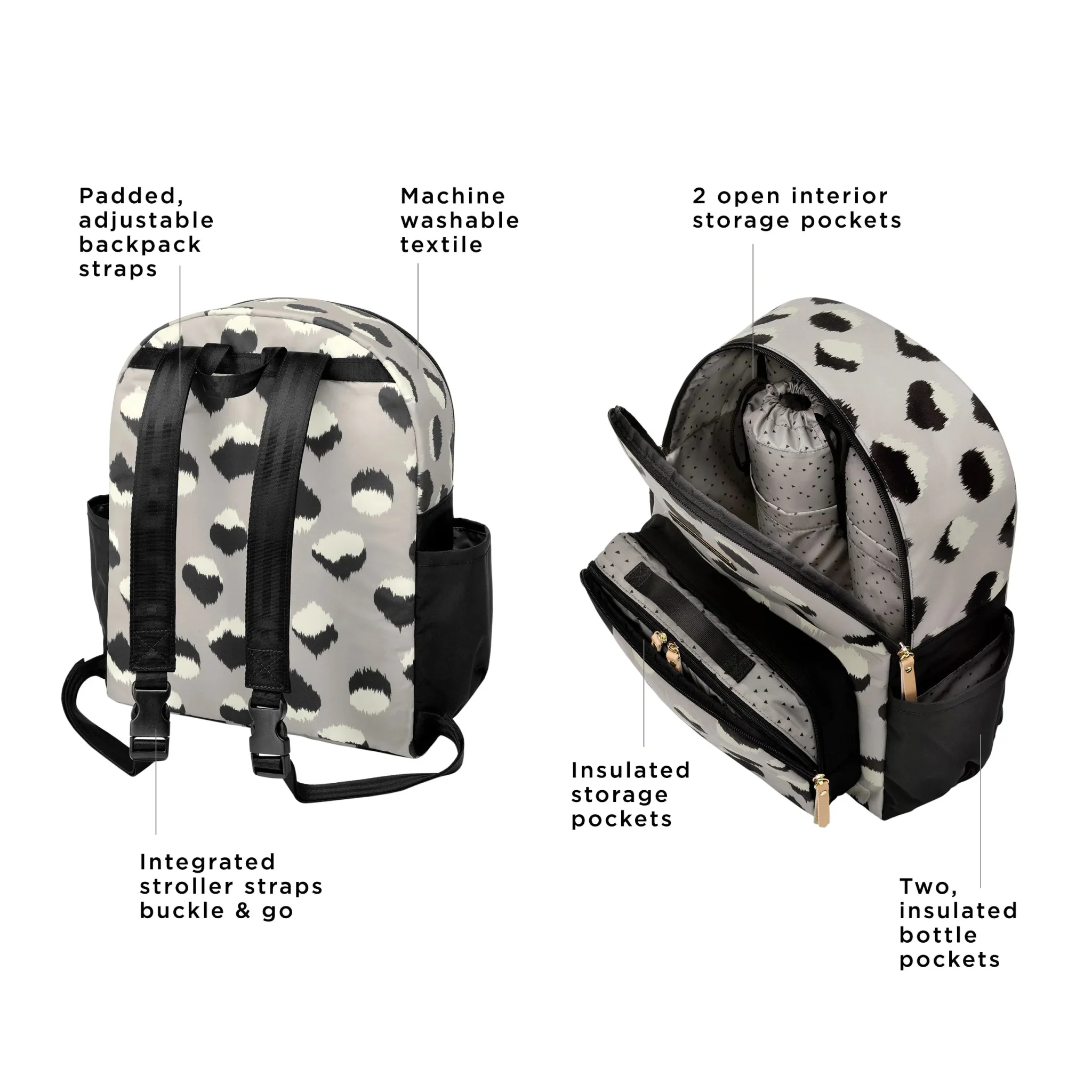 District Backpack Diaper Bag in Inkblot Ikat - Image 3