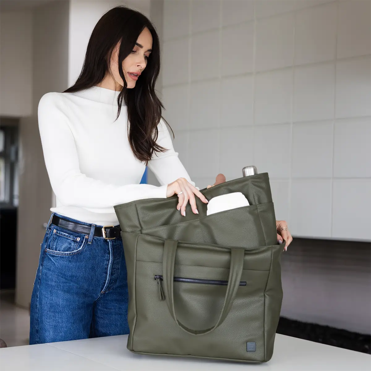 Essentials Tote in Olive - Image 3