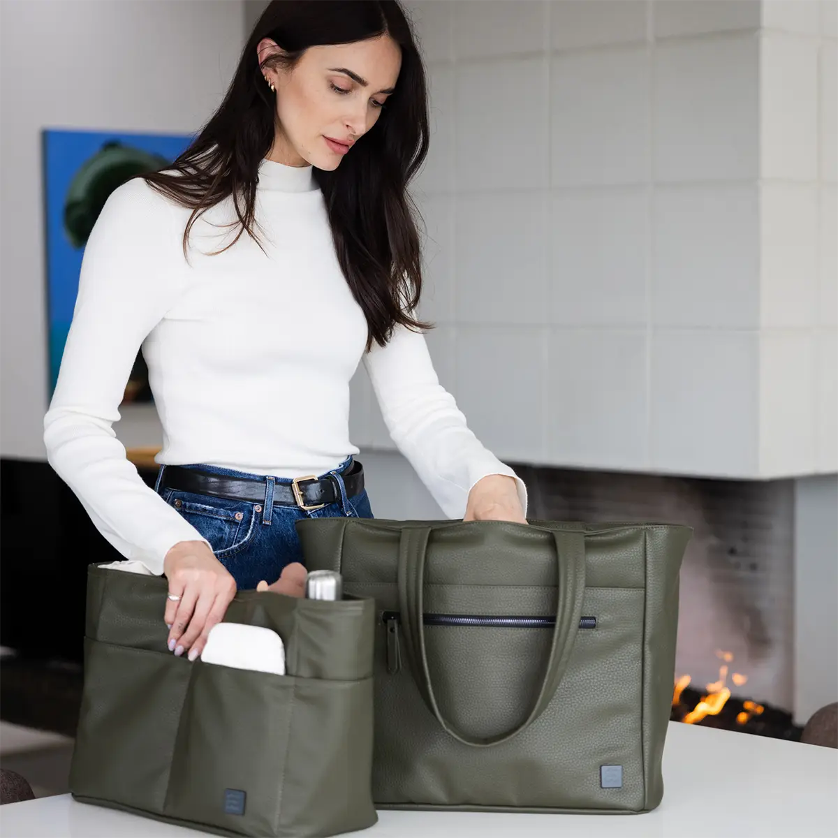 Essentials Tote in Olive - Image 4
