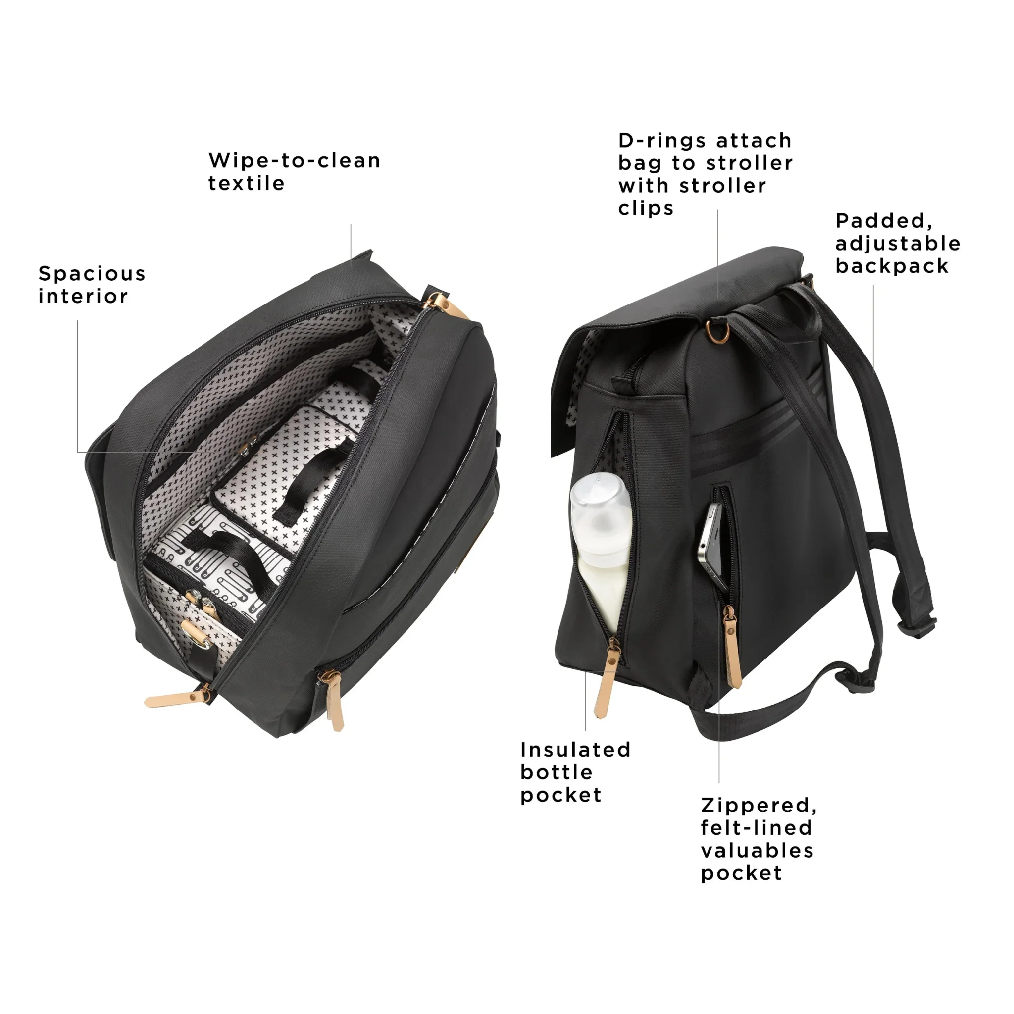 Meta Backpack in Black Matte Canvas - Image 3