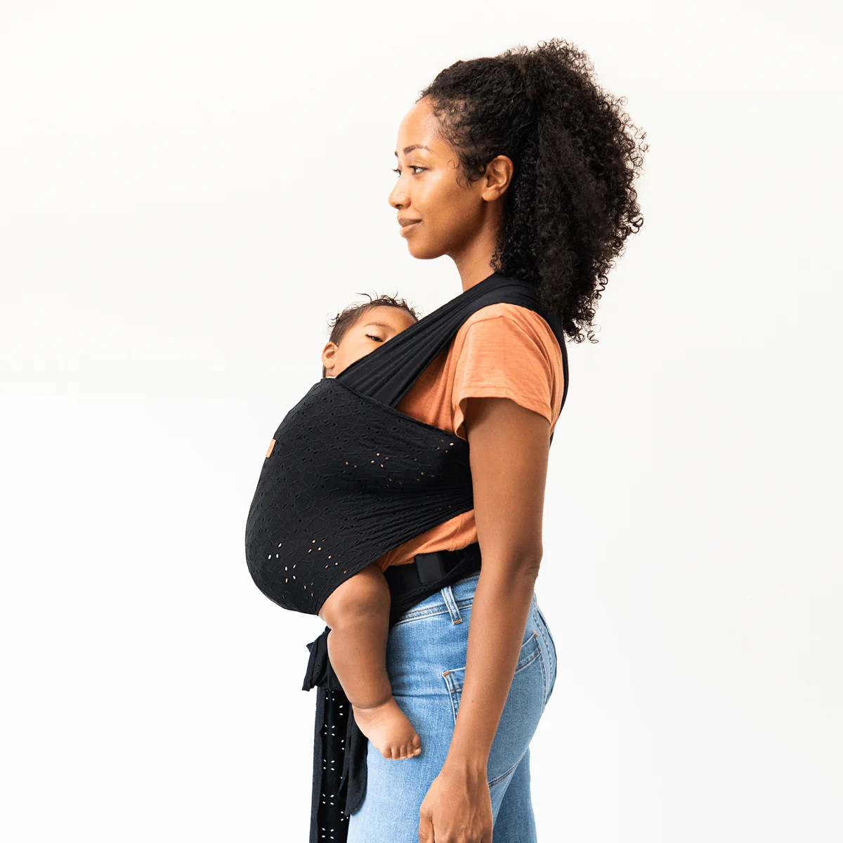 Petunia Pickle Bottom x MOBY Easy Wrap Carrier in Black Eyelet - Image 3