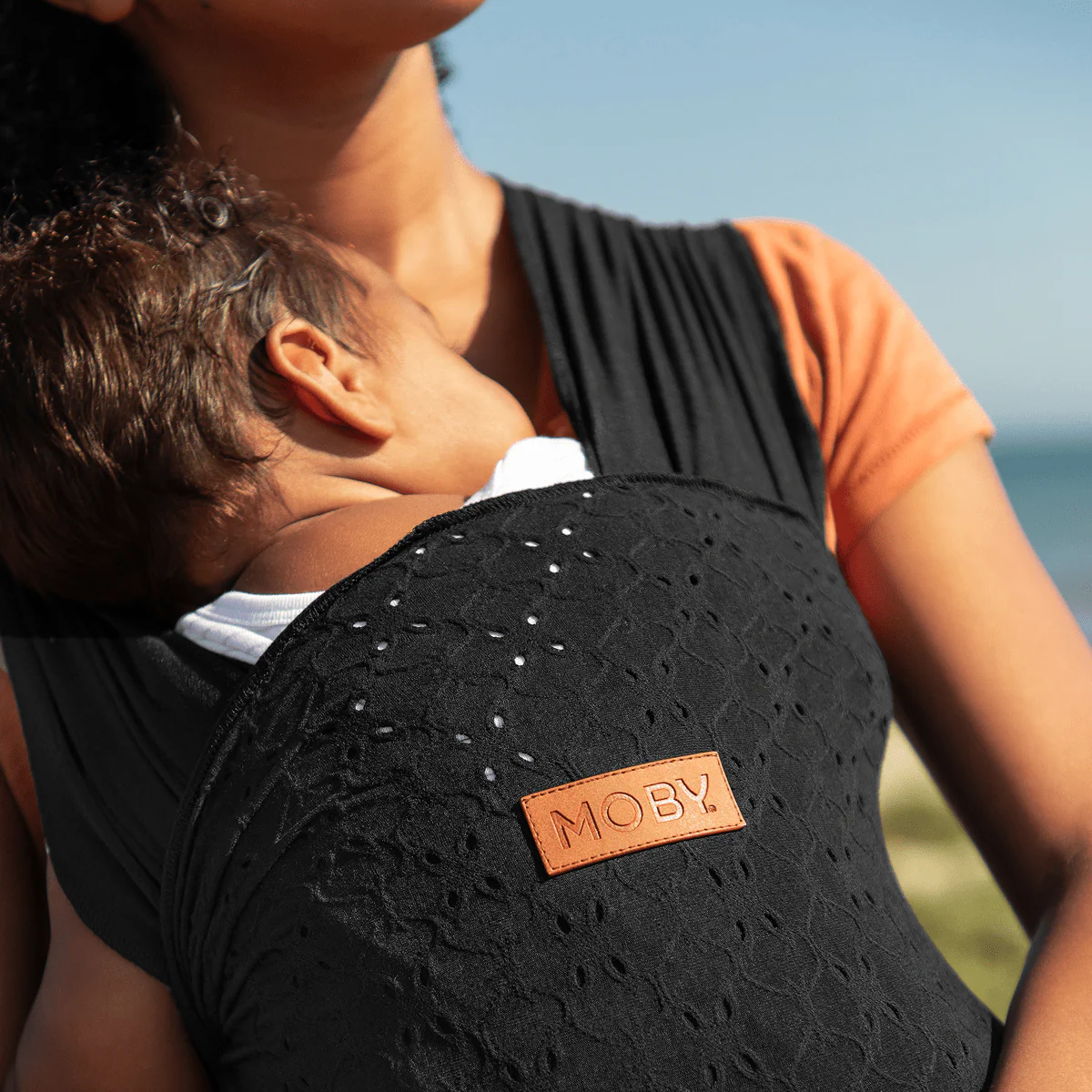 Petunia Pickle Bottom x MOBY Easy Wrap Carrier in Black Eyelet - Image 5