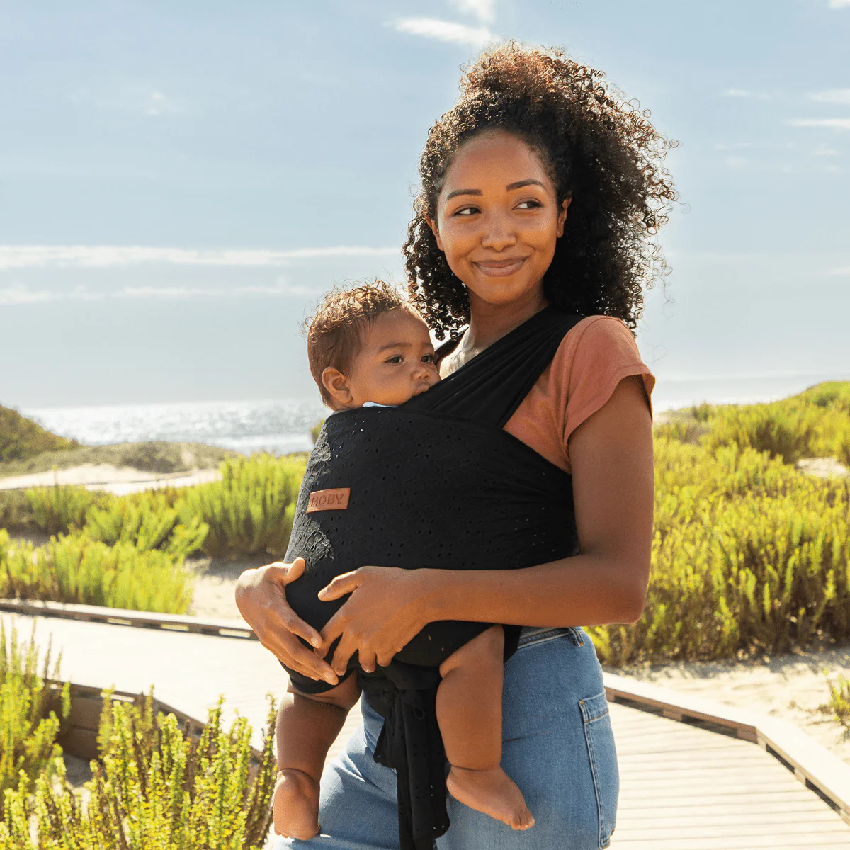 Petunia Pickle Bottom x MOBY Easy Wrap Carrier in Black Eyelet - Image 6