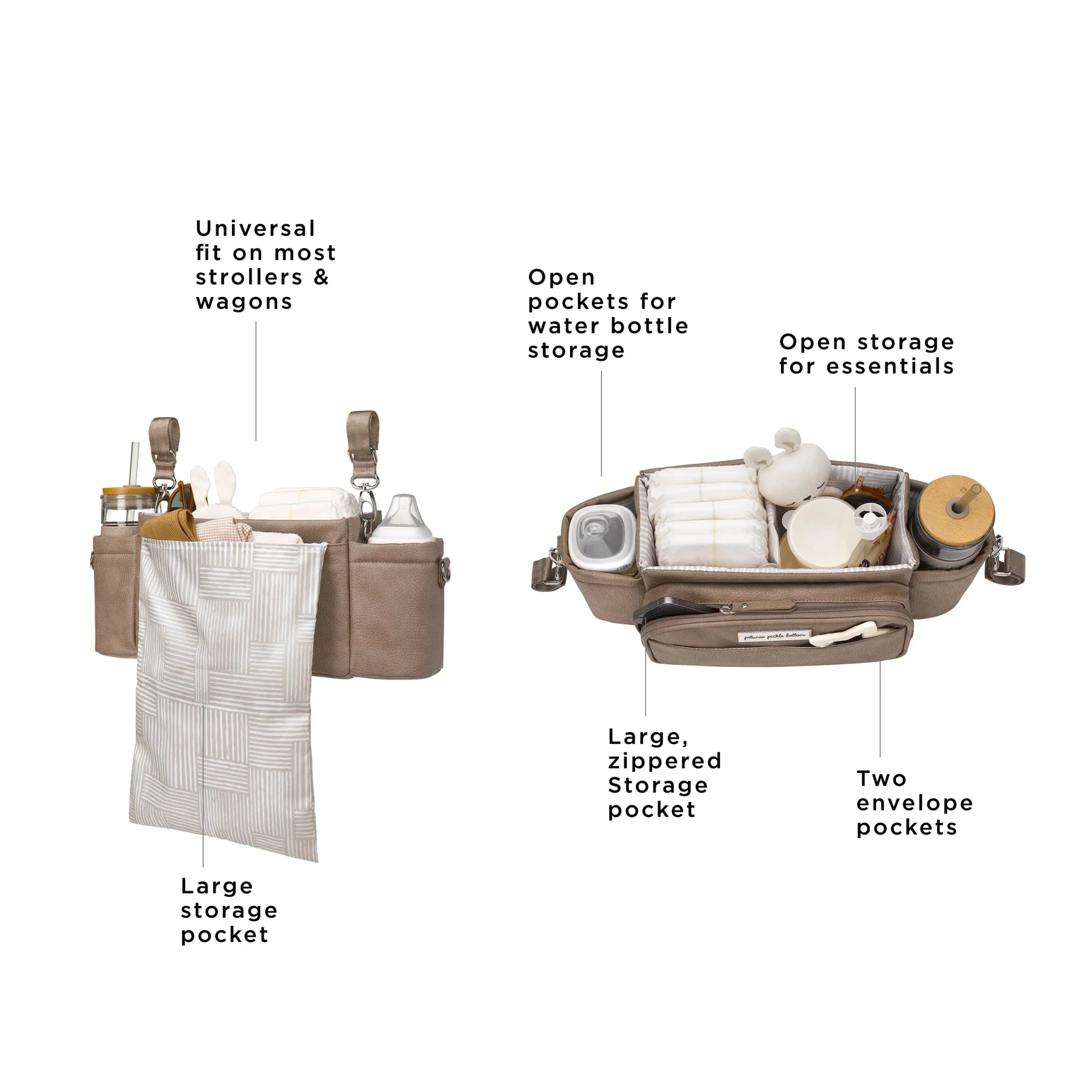 Wander Stroller Caddy Deluxe in Mink - Image 3